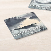 Everglades National Park | Watercolor Alligator スクエアペーパーコースター (アングル)