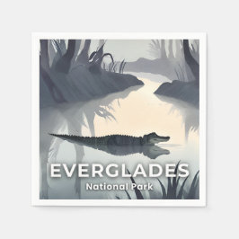 Everglades National Park | Watercolor Alligator スタンダードカクテルナプキン