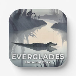 Everglades National Park | Watercolor Alligator ペーパープレート
