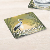 Everglades National Park | Watercolor Stork スクエアペーパーコースター (アングル)