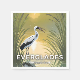 Everglades National Park | Watercolor Stork スタンダードカクテルナプキン