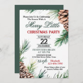 Evergreen and Pinecone Christmas Party Invitation 招待状 (正面/裏面)