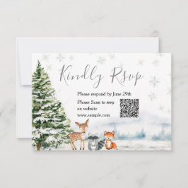 Evergreen Animal Winter Onederland RSVP Card サンキューカード