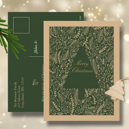 Evergreen Botanical Christmas Postcard シーズンポストカード