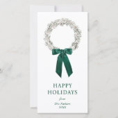 Evergreen Bow Wreath Photo シーズンカード (正面)