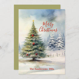 Evergreen Christmas Tree Vintage Card シーズンカード
