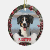 Evergreen Christmas Wreath Dog Photo Tree Ornament セラミックオーナメント (左)