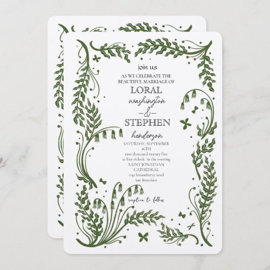 Evergreen Elegance Wedding 招待状 (正面/裏面)