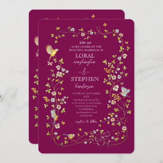 Evergreen Elegance Wedding 招待状 (正面/裏面)