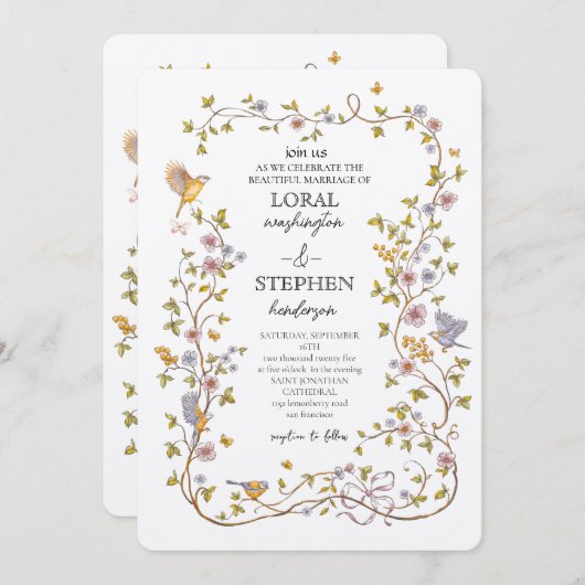 Evergreen Elegance Wedding 招待状 (正面/裏面)