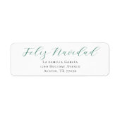 Evergreen Feliz Navidad Mail Return Address Label ラベル (正面)