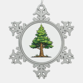 Evergreen forest スノーフレークピューターオーナメント