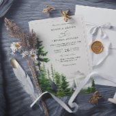 Evergreen Forest Rustic Mountain QR Code Wedding 招待状