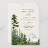 Evergreen Forest Rustic Mountain QR Code Wedding 招待状 (正面)