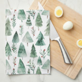 Evergreen Forest Watercolor Kitchen Towel キッチンタオル (四つ折り)