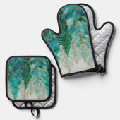 Evergreen Glow – Christmas 鍋つかみ&鍋敷きセット (正面/裏面)