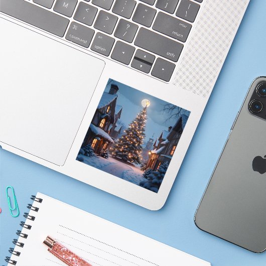 Evergreen Glow - Square Vinyl Sticker シール (ノートパソコンとiPhone)