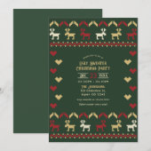 Evergreen Glow Ugly Sweater Christmas Party 招待状 (正面/裏面)