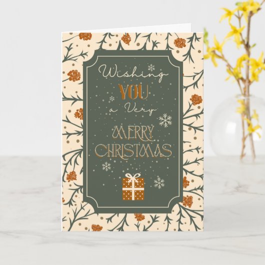 Evergreen Kisses Under the Mistletoe Christmas カード (黄色い花)