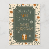 Evergreen Kisses Under the Mistletoe Christmas シーズンポストカード (正面)