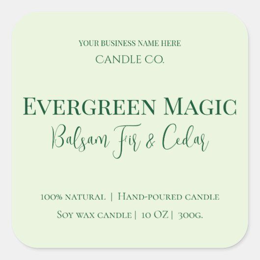 Evergreen Magic Christmas Candle Label | Custom スクエアシール (正面)