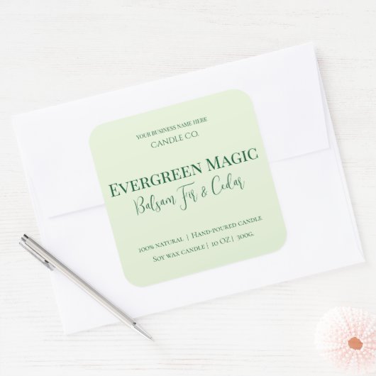 Evergreen Magic Christmas Candle Label | Custom スクエアシール (封筒)