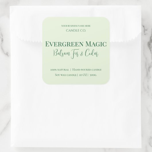 Evergreen Magic Christmas Candle Label | Custom スクエアシール (バッグ)