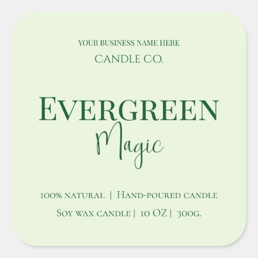 Evergreen Magic Christmas Candle Label | Custom スクエアシール (正面)