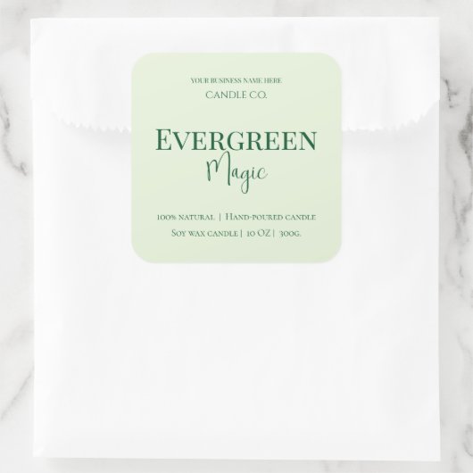 Evergreen Magic Christmas Candle Label | Custom スクエアシール (バッグ)
