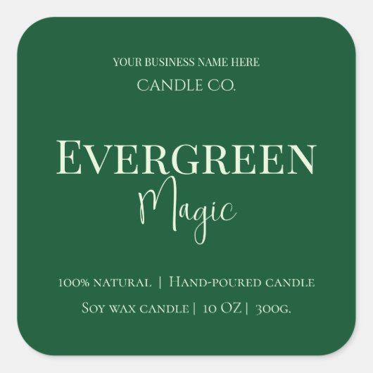 Evergreen Magic Christmas Candle Label | Custom スクエアシール (正面)