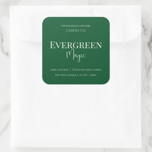 Evergreen Magic Christmas Candle Label | Custom スクエアシール (バッグ)