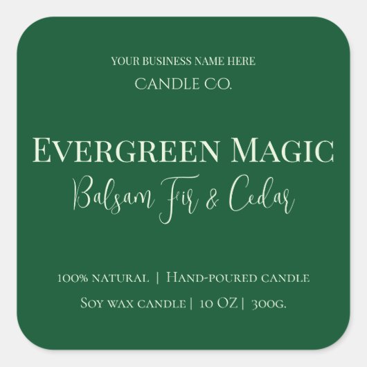 Evergreen Magic Christmas Candle Label | Custom スクエアシール (正面)