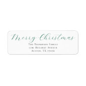 Evergreen Merry Christmas Return Address Label ラベル (正面)