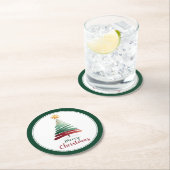 Evergreen Minimalist Christmas Tree ラウンドペーパーコースター (インサイチュ)