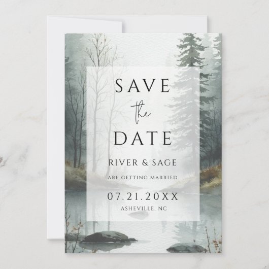 Evergreen Mist Forest QR Save the Date (正面)