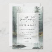 Evergreen Mist | Rustic Forest QR Save the Date (正面)