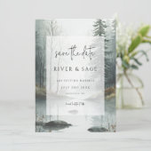 Evergreen Mist | Rustic Forest QR Save the Date (スタンド正面)