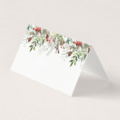 Evergreen modern winter wedding place card (正面)