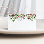 Evergreen modern winter wedding place card