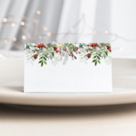 Evergreen modern winter wedding place card
