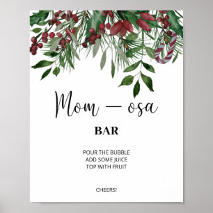 Evergreen mom-osa bar sign. Winter momosa bar ポスター