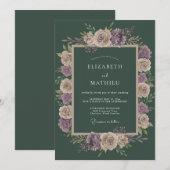 Evergreen Moody Floral Wedding 招待状 (正面/裏面)