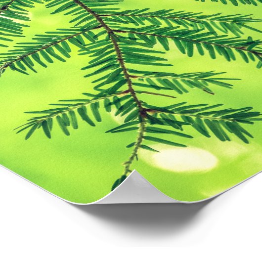 Evergreen Nature Pine Trees Green Poster ポスター (角)