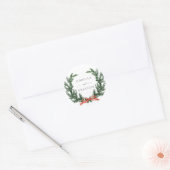 Evergreen Pine Wreath Wedding ラウンドシール (封筒)