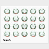 Evergreen Pine Wreath Wedding Mint Green ラウンドシール (シート)