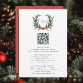 Evergreen Pine Wreath Wedding QR Code Details エンクロージャーカード