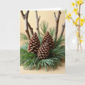 Evergreen Pinecone Card カード (黄色い花)