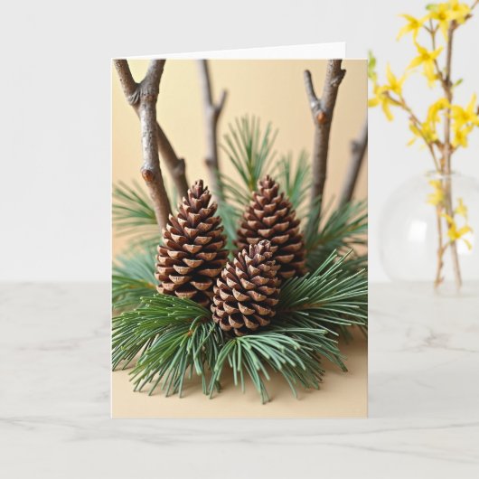 Evergreen Pinecone Card カード (黄色い花)