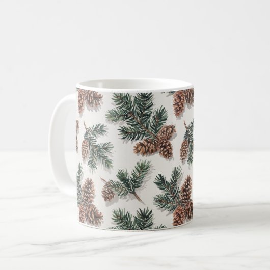 Evergreen Pinecone Cozy Winter Coffee コーヒーマグカップ (正面左)