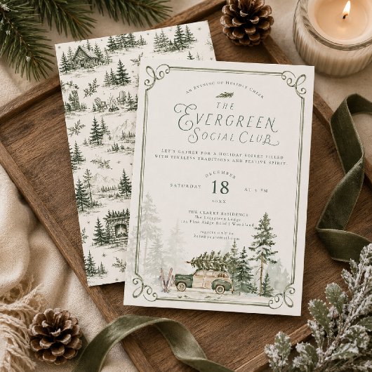 Evergreen Social Club Holiday Party 招待状
